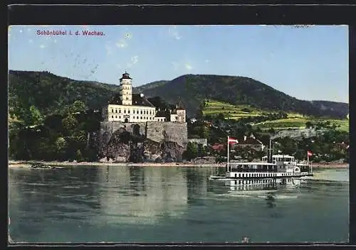 AK Schönbühel i. d. Wachau, Schloss mit Dampfer