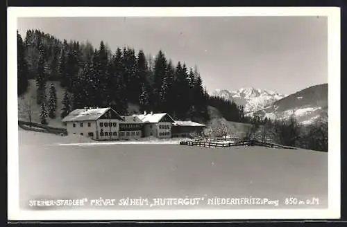 AK Niedernfritz, Steiner-Stadler Privat Skiheim Huttergut im Schnee