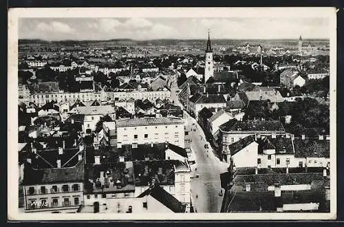 AK Wels, Teilansicht mit Strassenpartie und Kirche
