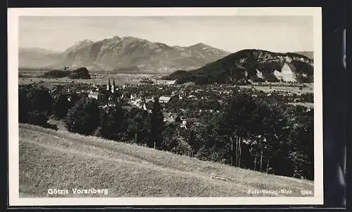 AK Götzis, Panoramablick von der Bergwiese aus