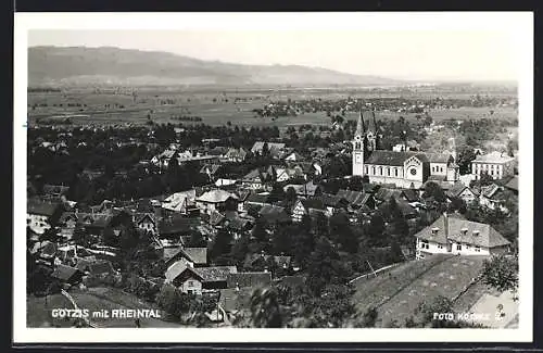 AK Götzis, Teilansicht mit Kirche und Rheintal
