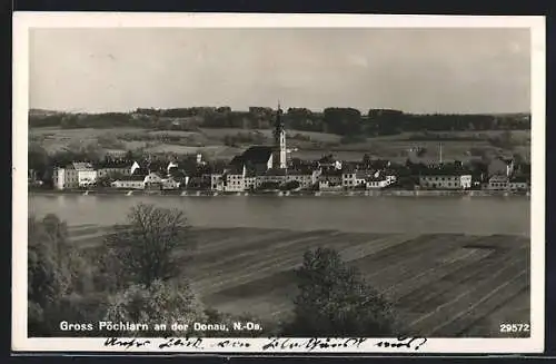 AK Gross-Pöchlarn an der Donau, Teilansicht mit Kirche