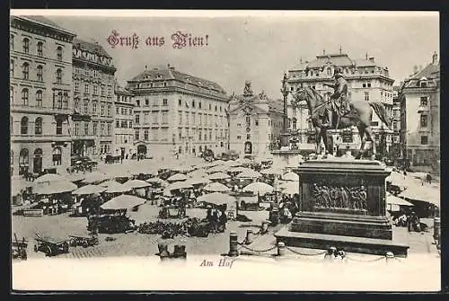AK Wien, Am Hof mit Geschäft und Denkmal