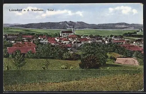 AK Loosdorf a. d. Westbahn, Totalansicht mit Kirche