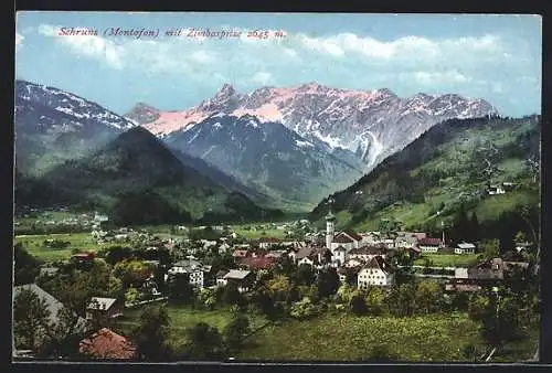 AK Schruns /Montafon, Teilansicht mit Zimbaspitze