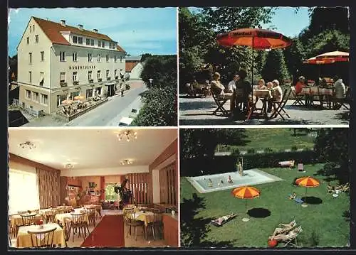 AK Söchau /Steiermark, Gasthof-Pension Hubertushof, Innenansicht, Garten mit Schwimmbecken