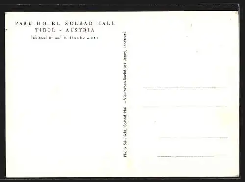 AK Hall /Tirol, Park-Hotel R. und R. Hoskowetz