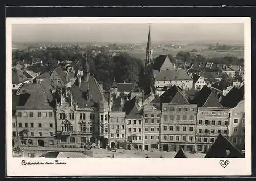 AK Braunau am Inn, Blick über die Dächer