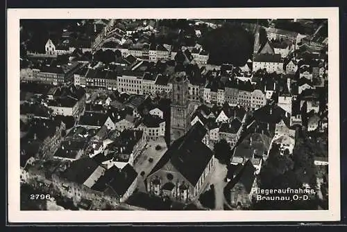 AK Braunau am Inn, Totalansicht, Fliegeraufnahme