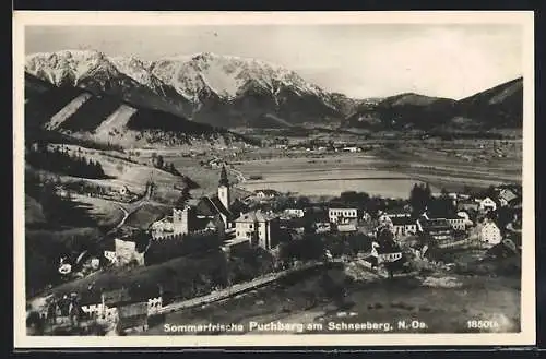 AK Puchberg am Schneeberg, Ortsansicht mit Bergpanorama