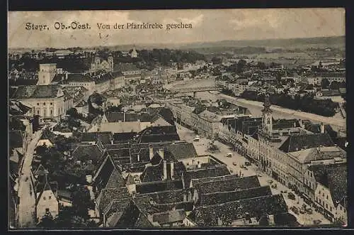 AK Steyr /O.-Ö., Blick von der Pfarrkirche