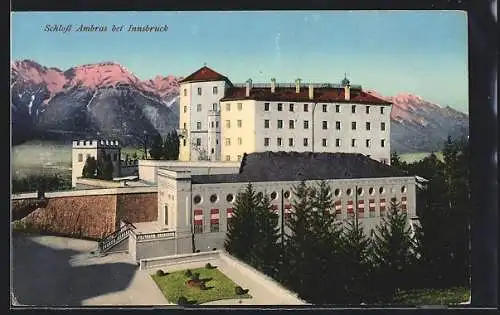 AK Innsbruck, Schloss Ambras mit Schlossgarten