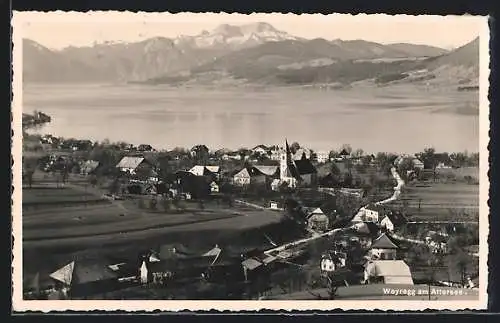 AK Weyregg am Attersee, Ortsansicht aus der Vogelschau