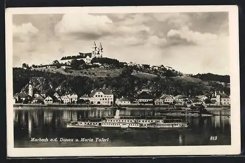 AK Marbach a. d. Donau, Ortsansicht mit Maria Taferl