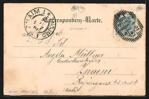 AK Steyr, Ortsansicht mit Flusspartie und Brücke