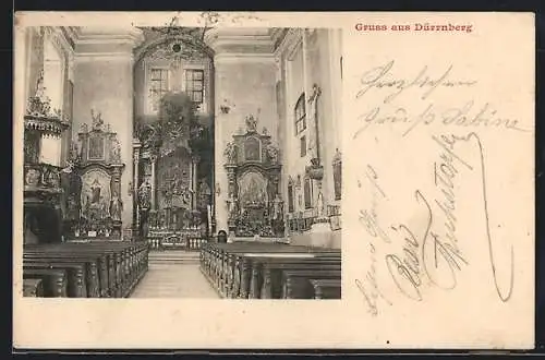AK Dürrnberg, Innenansicht der Kirche mit Altar