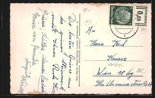 AK Leoben, Ortsansicht aus der Vogelschau