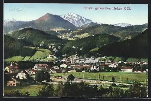 AK Hallein, Ortsansicht gegen den Hohen Göll