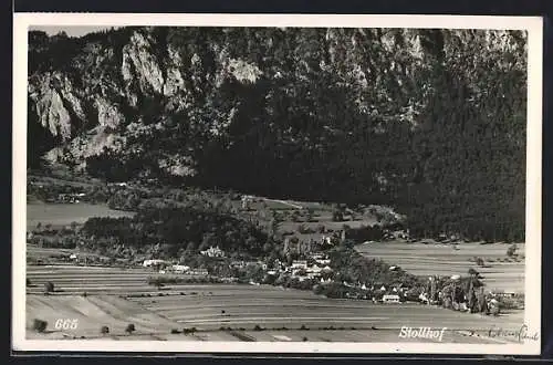 AK Stollhof, Ortsansicht gegen Bergwand