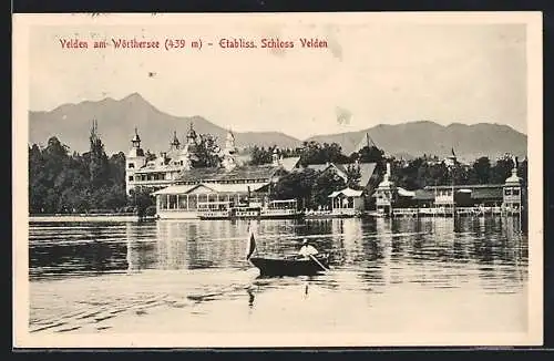 AK Villach a. Wörthersee, Etabliss. Schloss Velden, Boot