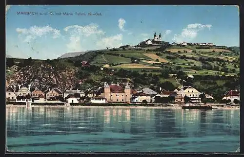 AK Marbach /Donau, Ortsansicht mit Maria Taferl