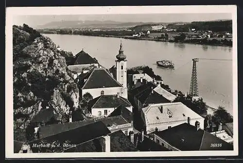 AK Marbach a. d. Donau, Teilansicht mit Felswand und Flusspartie