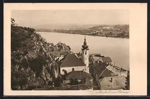 AK Marbach a. d. Donau, Teilansicht mit Kirche und Flusspartie