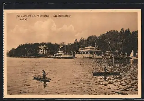 AK Krumpendorf am Wörthersee, See-Restaurant und Ruderer