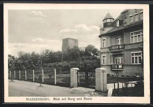AK Wassenberg, Blick auf Burg und Ruine