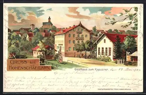 Lithographie Hohenschäftlarn, Gasthaus zum Kapuziner