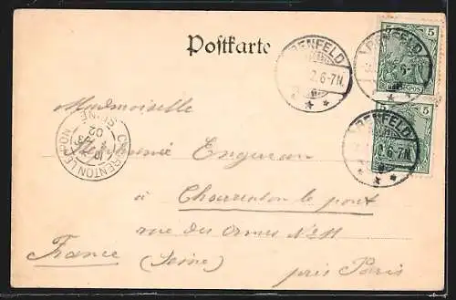 AK Benfeld, Strassenpartie mit Apotheke und Geschäften