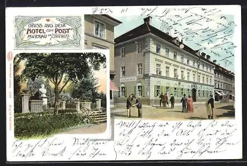 AK Murnau / Staffelsee, Strassenpartie am Hotel Post