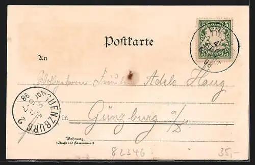 Lithographie Andechs-Erling, Ortsansicht mit Kloster