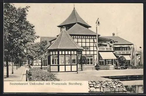 AK Starnberg, Seerestaurant Undosabad mit Promenade