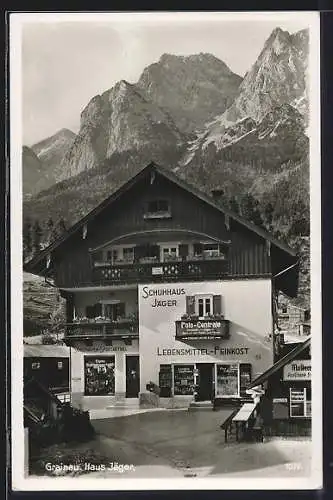 AK Grainau, Schuhhaus Jäger, Foto-Centrale, Lebensmittel-Feinkost