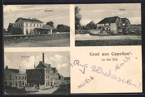 AK Capellen /Erft, Bahnhof, Mühle und Brauerei