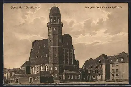 AK Düsseldorf-Oberkassel, Blick auf die Evangelische Auferstehungskirche