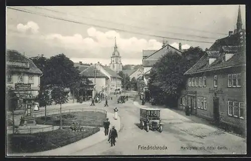 AK Friedrichroda, Marktplatz mit Hotel Gerth