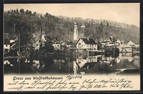 AK Wolfratshausen, Ortsansicht mit Flusspartie