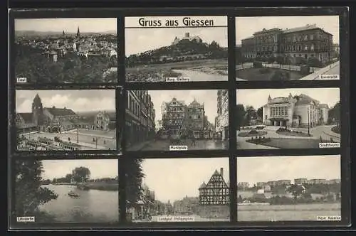 AK Giessen, Burg Gleiberg, Neue Kaserne, Bahnhof