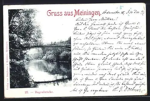 AK Meiningen, Passanten auf der Bogenbrücke