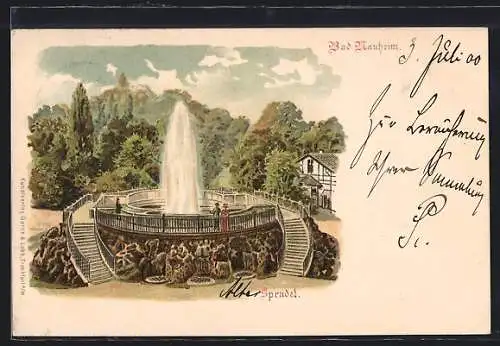 Lithographie Bad Nauheim, Der Sprudel