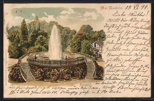 Lithographie Bad Nauheim, Der Sprudel