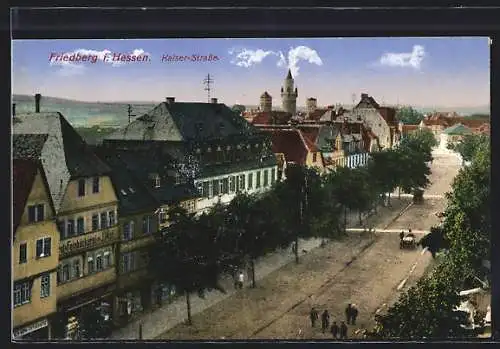 AK Friedberg i. Hessen, Blick auf die Kaiserstrasse aus der Vogelschau