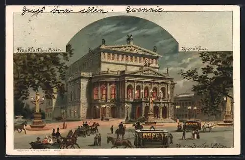 Passepartout-Künstler-AK Frankfurt am Main, Opernhaus
