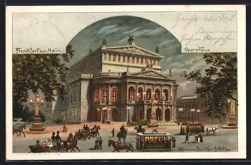Passepartout-Künstler-AK Frankfurt am Main, Opernhaus