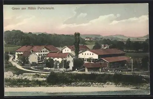AK Pertenstein, Mühle, Gesamtansicht vom Fluss aus