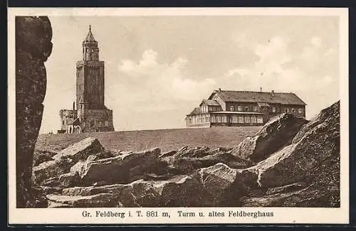 AK Feldberg i. Taunus, Turm und altes Feldberghaus