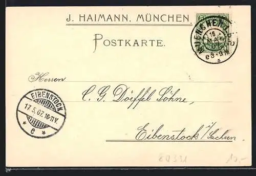AK München, Korrespondenzkarte J. Haimann