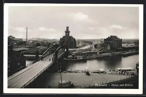 AK Dortmund, Hafen mit Brücke